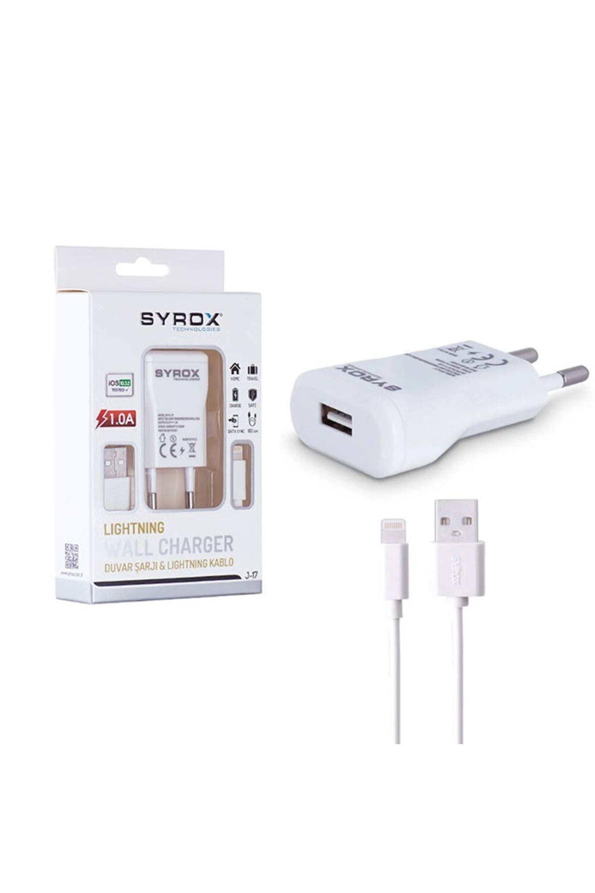 Eu-41-elektronikucuz-electronıccheap- Usb Ios Şarj Adaptörü Ve Kablosu 1m 1a J17 (iphone Uyum) 5