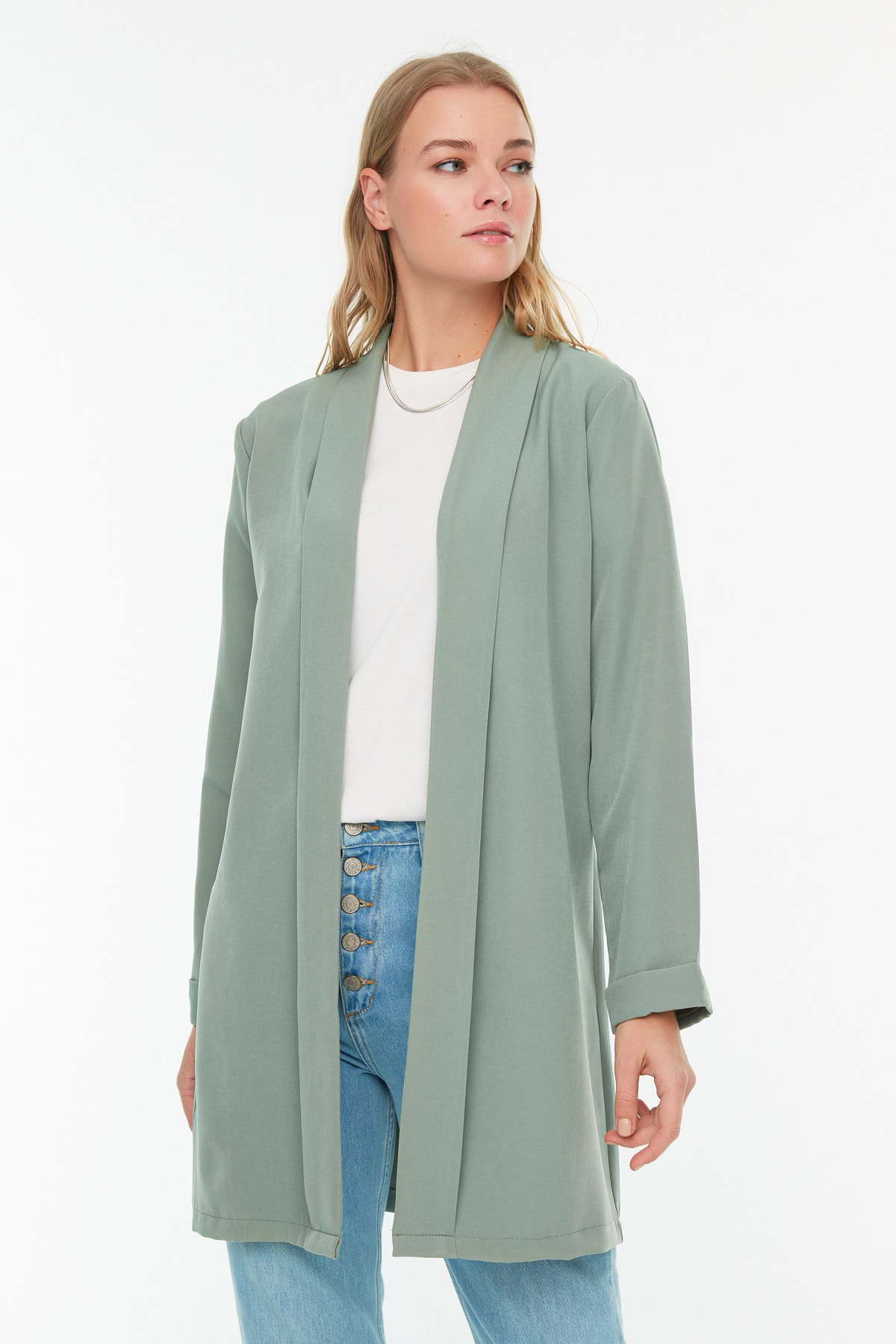Trendyol Modest Jacke Grün Regular Fit Fast ausverkauft