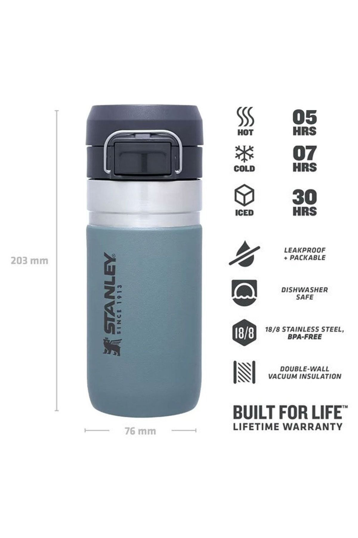 فنجان قمقمه استیل ضدزنگ Quick Flip آبی استنلی Stanley