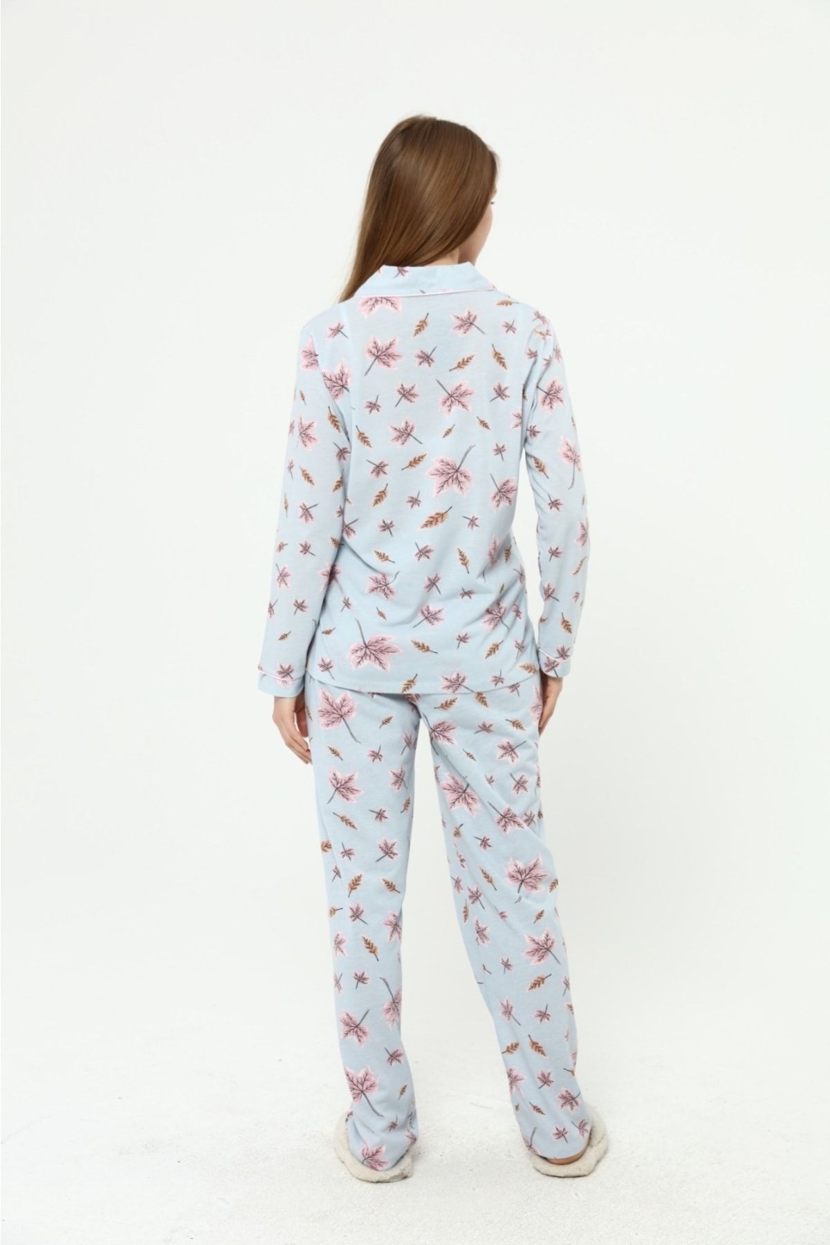 Nehir tekstil-Front Buttoned Plus Size Combed Cotton Maternity Pajama Set 7