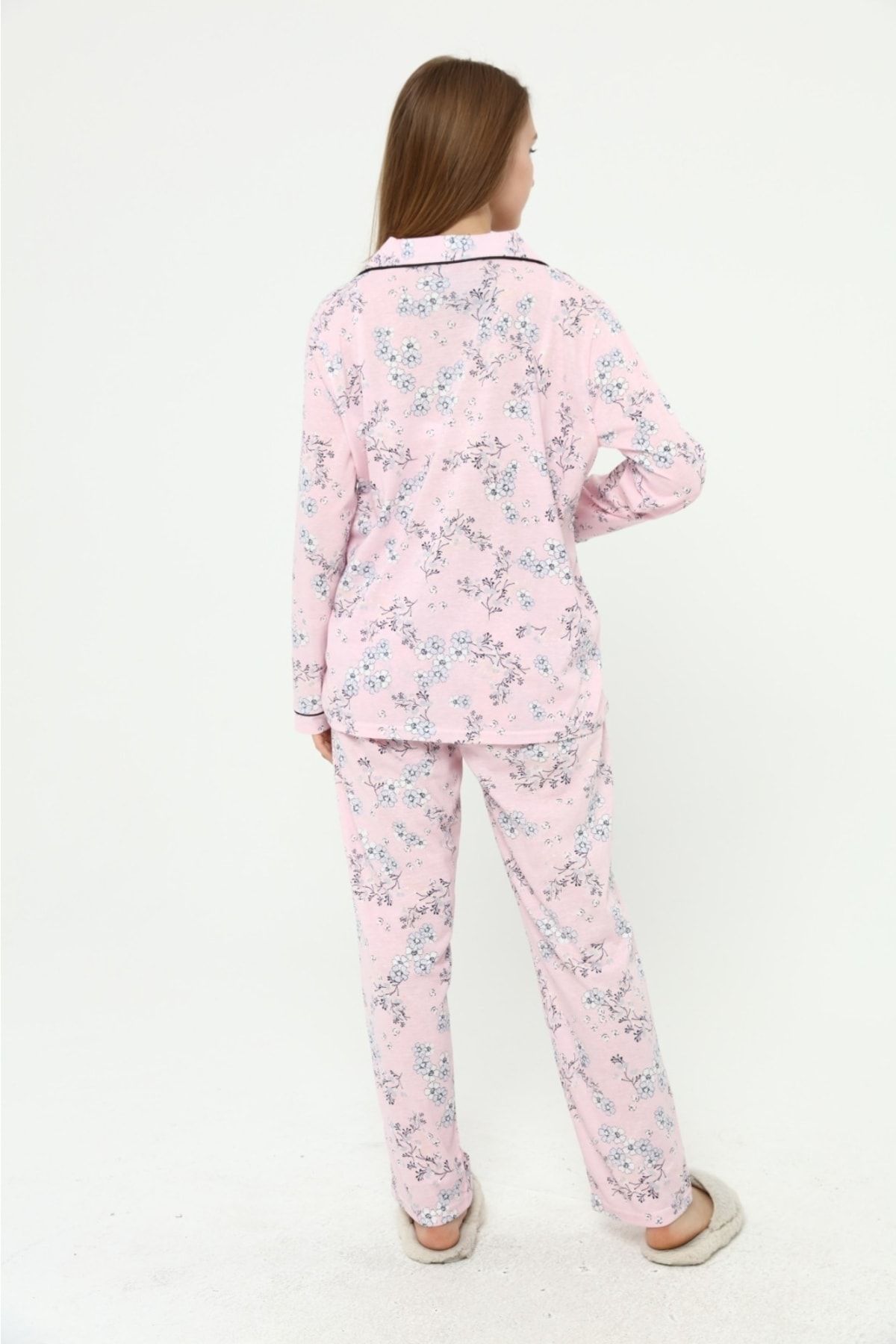 Nehir tekstil-Front Buttoned Plus Size Combed Cotton Maternity Pajama Set 6