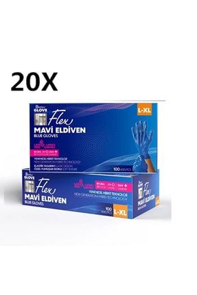 Medikal Eldiven Muayene Eldiveni Flex Glove Pudrasız Tıbbi Latex Değildir 100'lü Paket L-xl Beden FLXMAVİL-XL