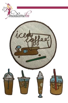 Ütü Ile Yapışan Dokuma Arma Seti Patch Yama Iced Cafe / Buzlu Kahve Modeli ARMA8_8