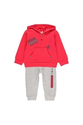 Erkek Bebek Örme Pantolon Sweatshirt Set Yazı Baskılı 2'li Paket 343099-3680