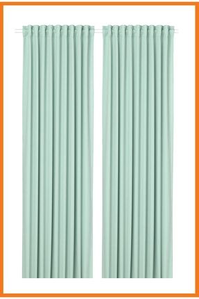Majgull Karartma Perde Çift Kanat Rustik Korniş 145 X 300 Cm Açık Yeşil ALONY-10488123-1