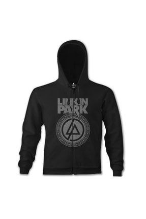 Erkek Siyah Linkin Park - Logo 2 Kapşonlu Sweatshirt- ek-357