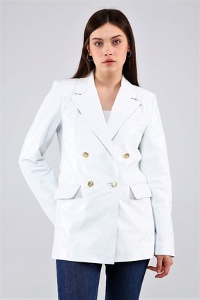 Hakiki Deri Beyaz Blazer Ceket BLZRCKT010203