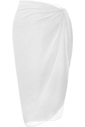 Beyaz Uzun Pareo Kadın Plaj Elbisesi Yeni Sezon 696-1001