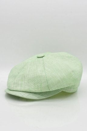 Ingiliz Stili London Yazlık Kasket Keten Yeşil Şapka KLH7171
