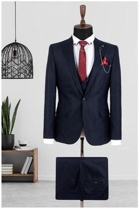 Erkek Lacivert Tek Düğmeli Slim Fit Takım Elbise 2001180 OWEEK2001180