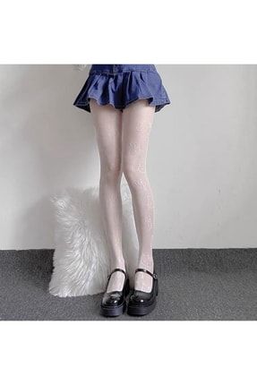 Lolita Cosplay Hello Kitty Desenli Beyaz Ithal Külotlu Çorap VEGAROKS-ÇR6