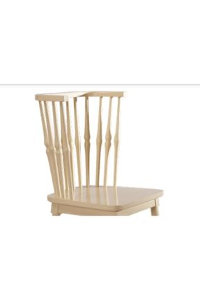 Sandalye Zus200 Çıtalı Oval Sırtlık Model Ahşap Kayın Iskelet Parlak Krem Boya El Yapım