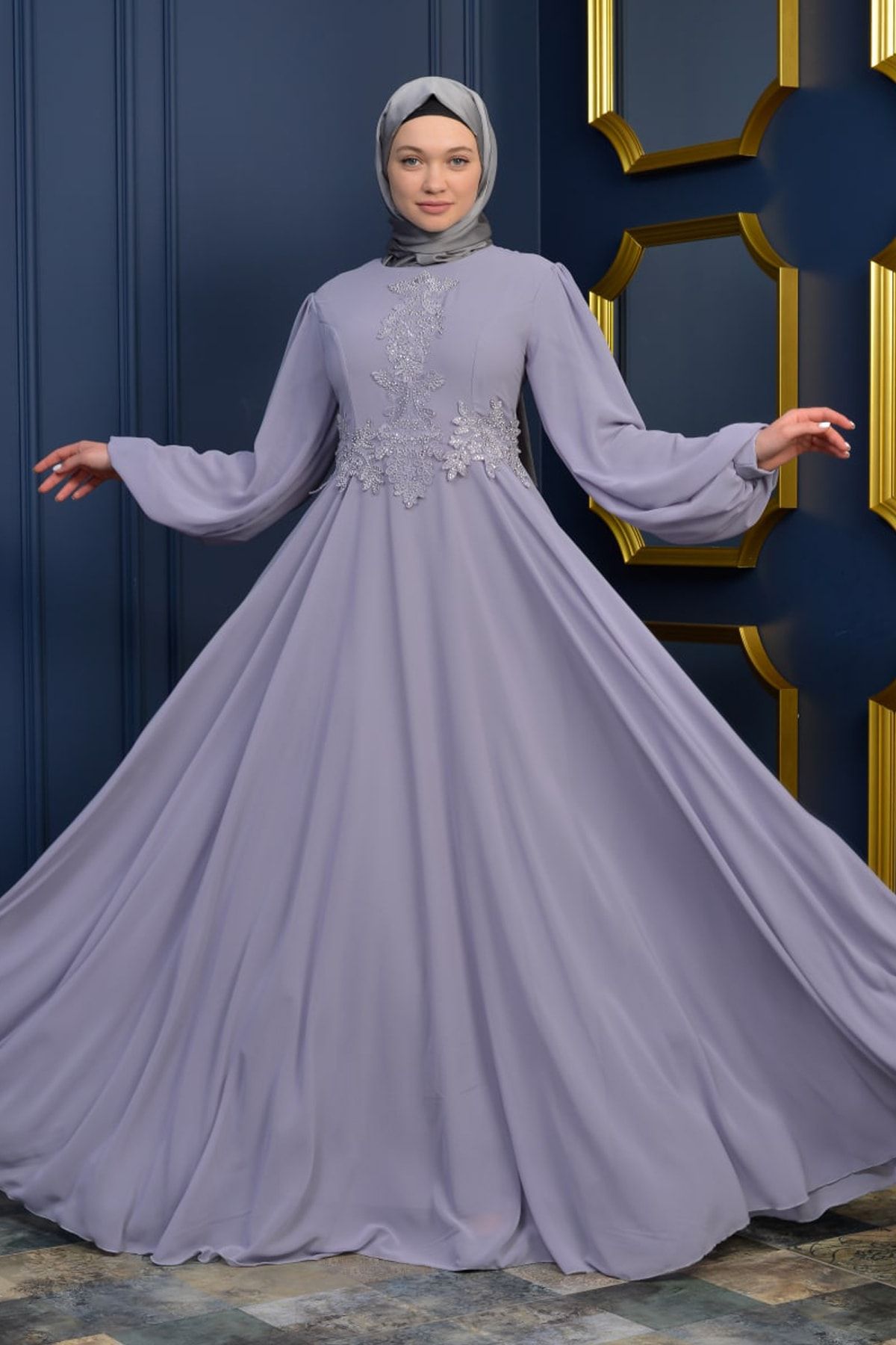 poplinmoda Evening Dress Gray Trendyol