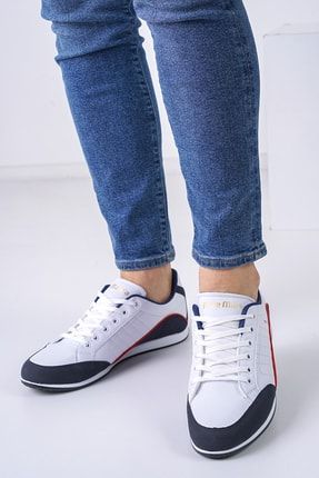 Beyaz - Erkek Erkek Düz Ince Taban Sneaker Yürüyüş Ayakkabı bestline 00990