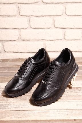 Siyah Gön Platinum Hakiki Deri Bağcıklı Erkek Sneaker 34963 DDMA73034963
