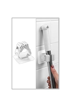 Paspas Süpürge Fırça Ve Mop Askısı Sap Tutucu Mutfak Banyo Askı - 3 Adet MASK-3