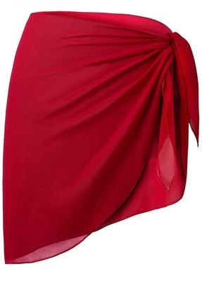 Kırmızı Desen Pareo Kadın Plaj Elbisesi Yeni Sezon 696-1007