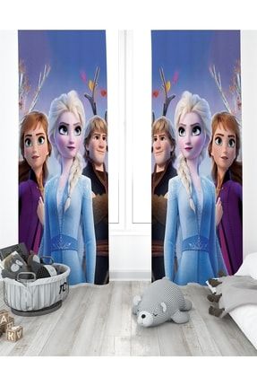 Frozen Karakterleri Desenli Çocuk Odası Perdesi ( Tek Kanat Fiyatlandırma ) evpanyakizperde01087