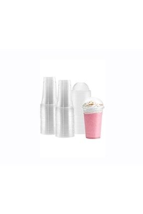 Plastik Ø95/400 Cc Soğuk Içecek (milkshake ) Bardağı Ve Kapağı Şeffaf 100 Lü 11363