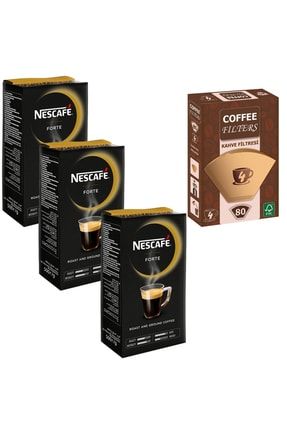 Forte Filtre Kahve 500 Gr 3 Adet + Coffee Filters Filtre Kahve Kağıdı 1/4 80'li 1C056383-1C04753