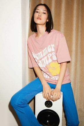 Delphine Relaxed Oversize Pembe T-shirt DELPHINE27022022