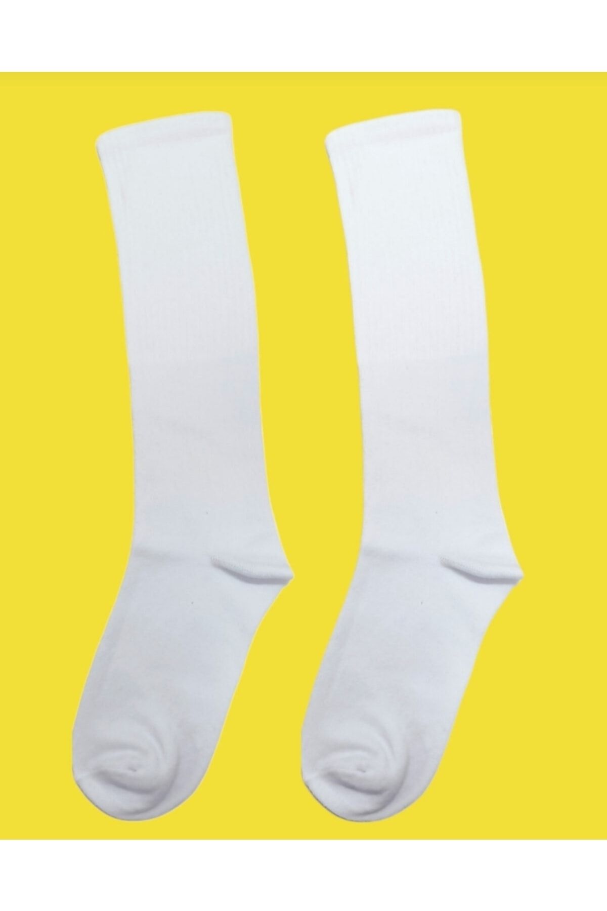mcy butik 2'pair Unisex High Quality Below Knee Plain White Sports Socks -  Trendyol
