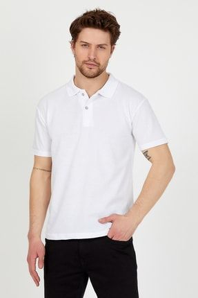 Erkek Beyaz Basic Polo Yaka T-shirt poloyaka