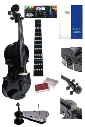 4/4 Tam Boy Siyah Keman Temel Set- Yastık , Nota Sticker Ve Metot bkviolin002