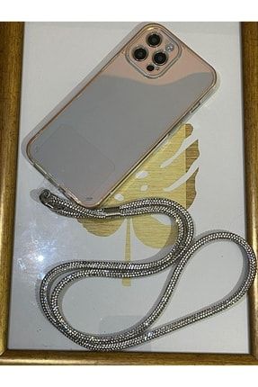 Iphone 12 Pro Swarovski Taşlı Boyun Askılı Ve Hologramlı Telefon Kılıfı boyunaskıhologram5