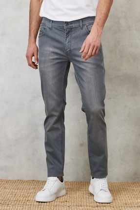 Erkek Gri Ekstra Slim Fit Dar Kesim 5 Cepli Esnek Denim Jean Pantolon 4A0122200079