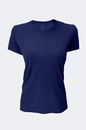 Kadın Lacivert Basic Yuvarlak Yaka Ince Modal T-shirt 7050