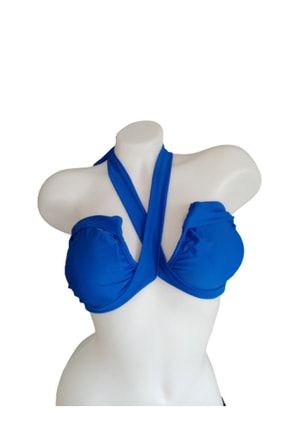 Kadın Mavi Önden Çapraz Boyundan Bağlamalı Bikini Üstü BK2020KB0030