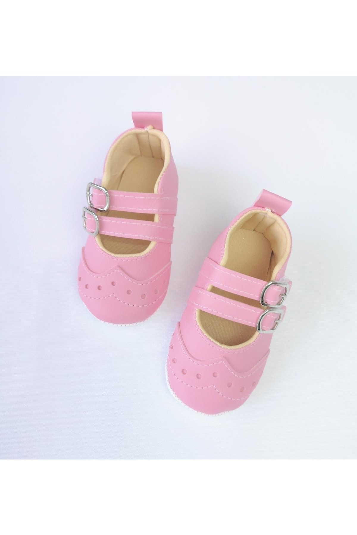 Baby Pattini Şeritli Toka Detaylı Pembe Kız Bebek Ayakkabı