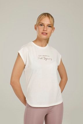 Ct1006 Amy Slogan T-shırt Kadın Kısa Kol T-shirt CT1006 AMY SLOGAN T-SHIRT