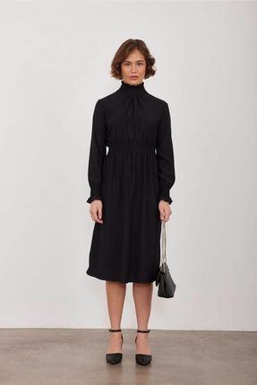 Kadın Bürümcük Siyah Elbise 6407