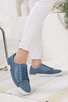 Kadın Sneakers Mavi Deri Spor P212S3334