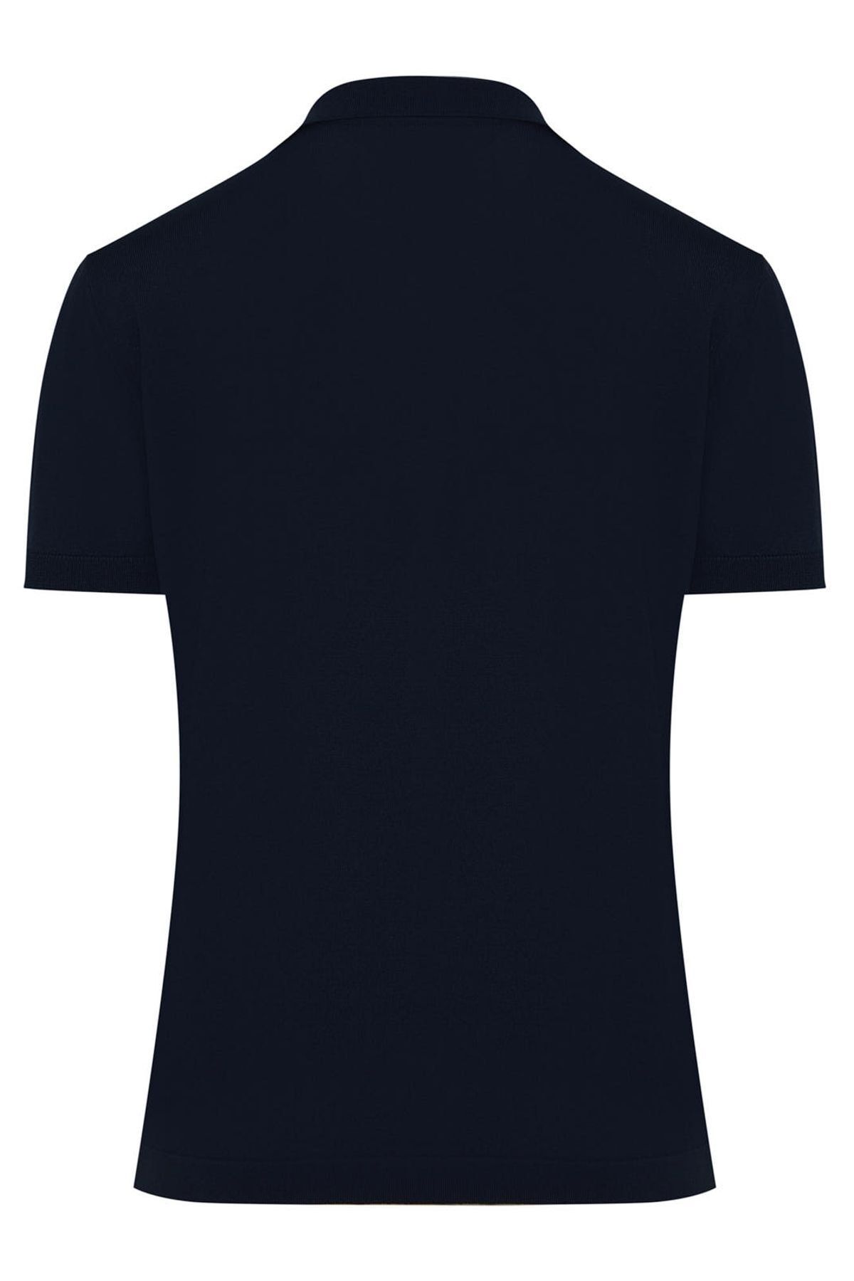 Hatemoğlu تی شرت بافتنی یقه ابریشمی چوگان ساده به رنگ آبی معمولی