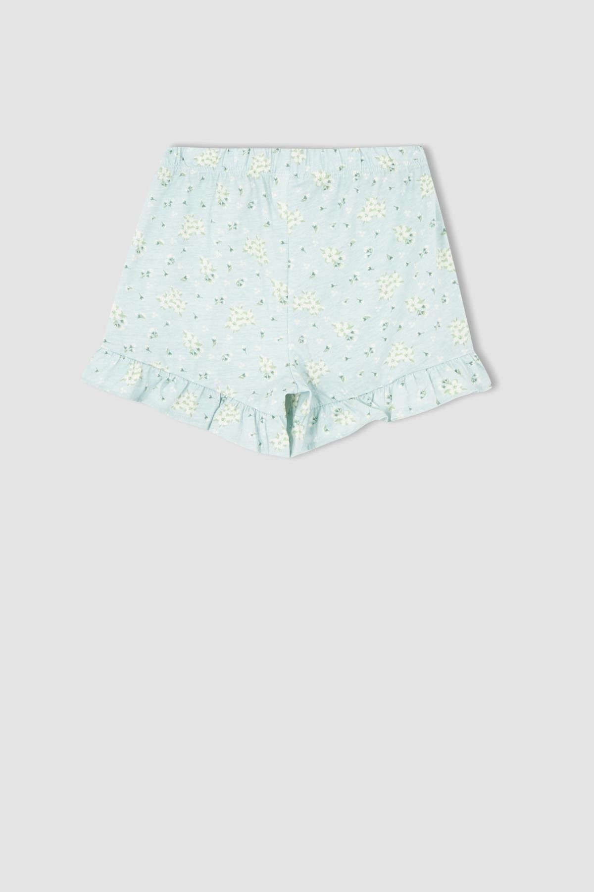 DeFacto-Bedrucktes Kurzarm-Shorts-Pyjama-Set aus Baumwolle für Mädchen 8