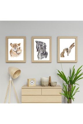 Aslan Zürafa Zebra Ailesi Bebek Ve Çocuk Odası Pano Seti TYC00426858262