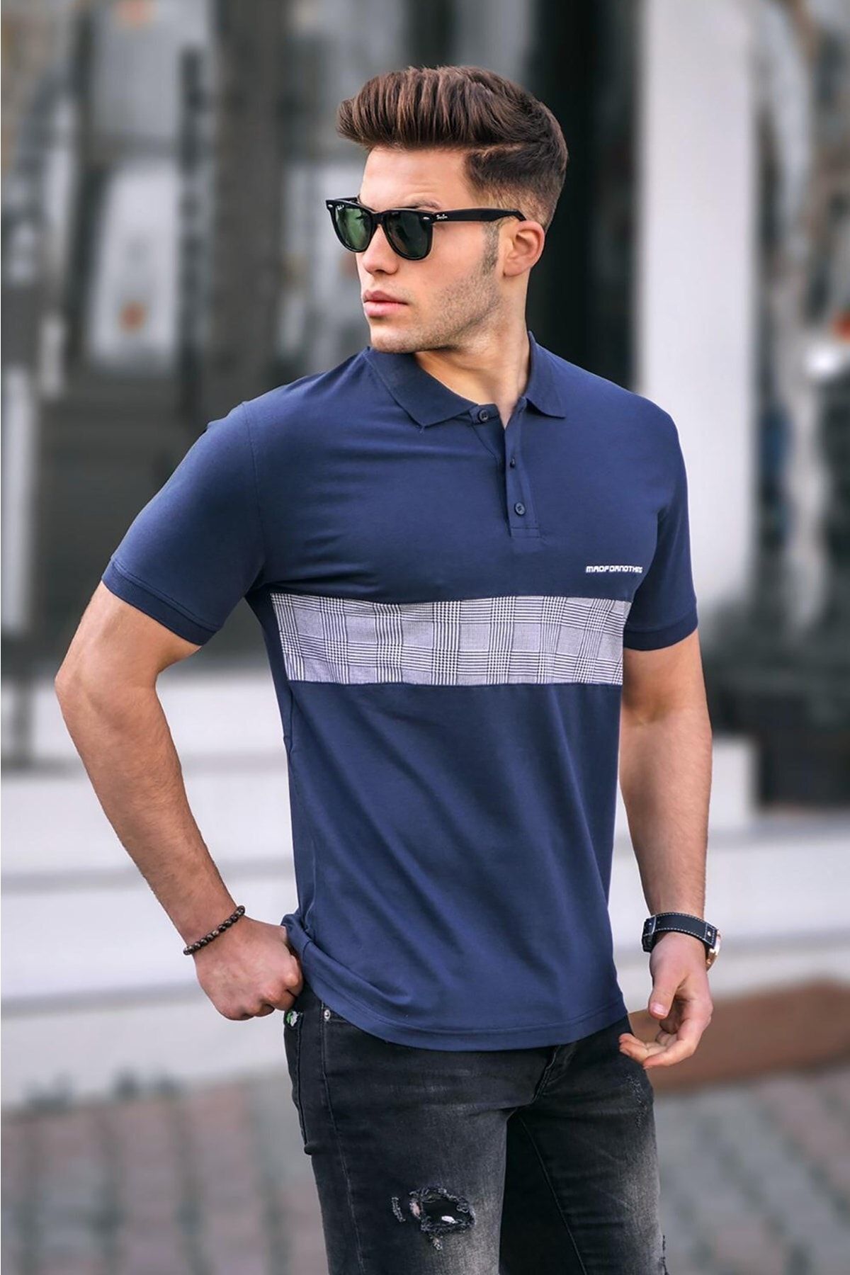 Madmext Poloshirt Dunkelblau Regular Fit Fast ausverkauft