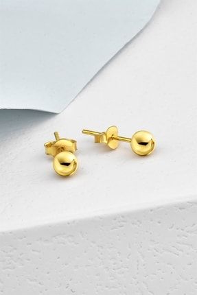 Gümüş 4 Mm Top Gold Renkli Küpe JLX-KUP203