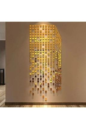 Dekoratif Gold Pleksi Mozaik Ayna 200 Adet Gold Altın Renk Ayna Ofis Banyo Dekor mozaik ayna gold