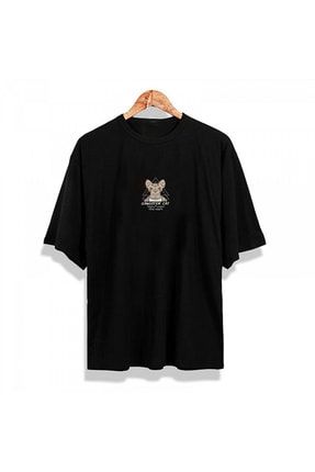 Unisex Gangster Cat Siyah Oversize Tshirt GNSTR756