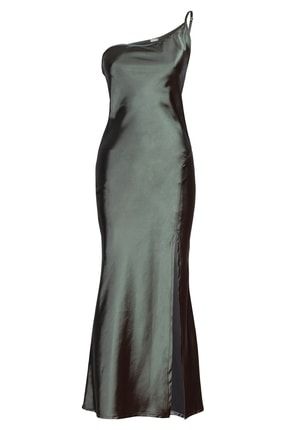 Kadın Haki Saten Elbise MyraAntoa123