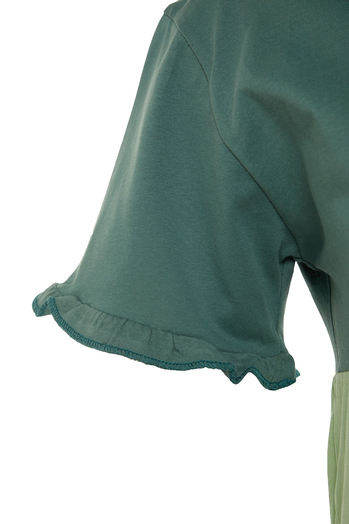 Trendyol Collection-Rochie tricotată mini, verde, 100% bumbac, blocată de culoare/uniformă TWOSS20EL1638 7