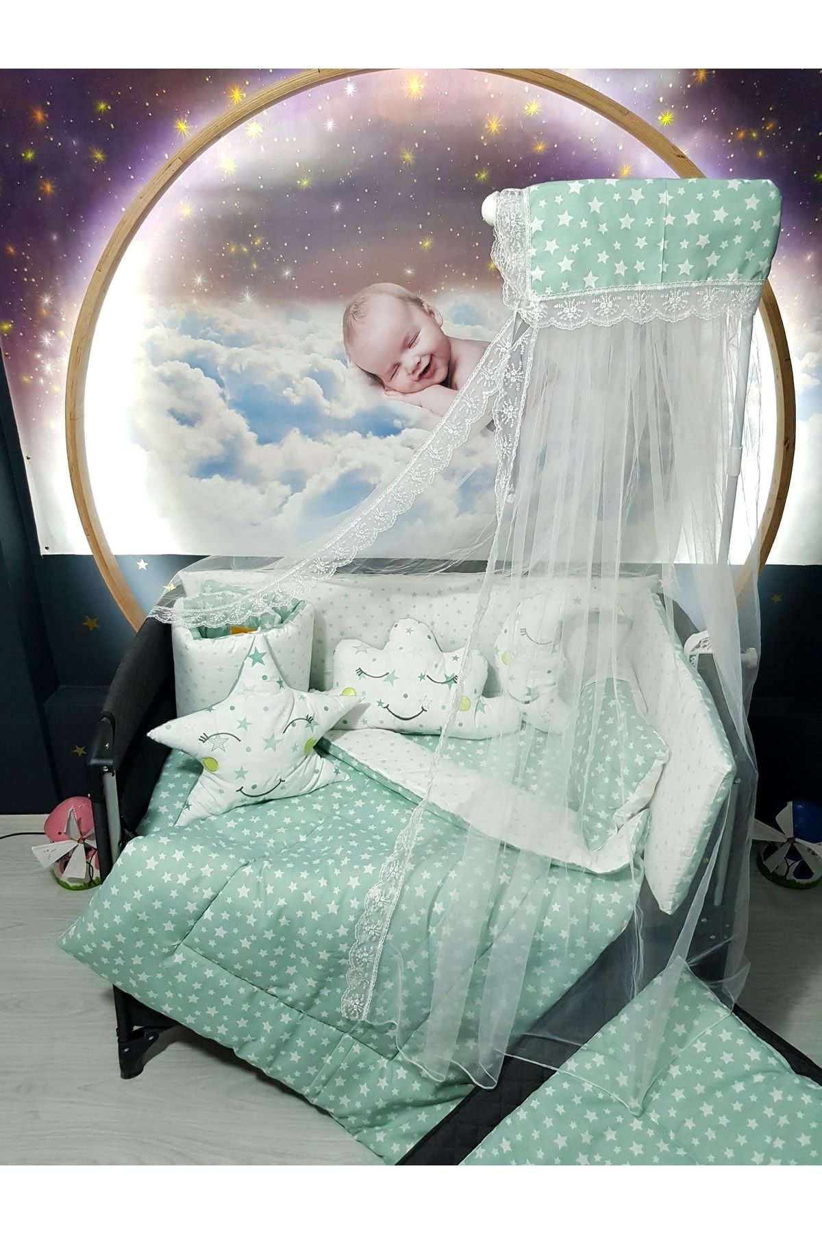 bebek iklimi 70x110 Baby Sleeping Set with Mosquito Net Star