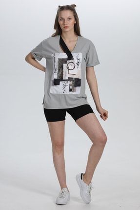 Özel Tasarım Detaylı Kadın T-shirt 000325
