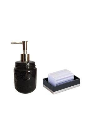 Sıvı Sabunluk Ve Sabunluk 2 Li Banyo Seti,siyah Renkli ZBOSP-C334