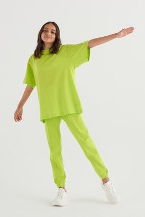 Unisex Çocuk Oversize Yeşil T-shirt S22001010006
