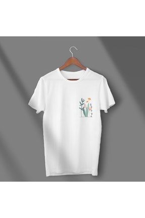 Çiçek Ve Kelebek Detaylı Unisex T-shirt 2677276721
